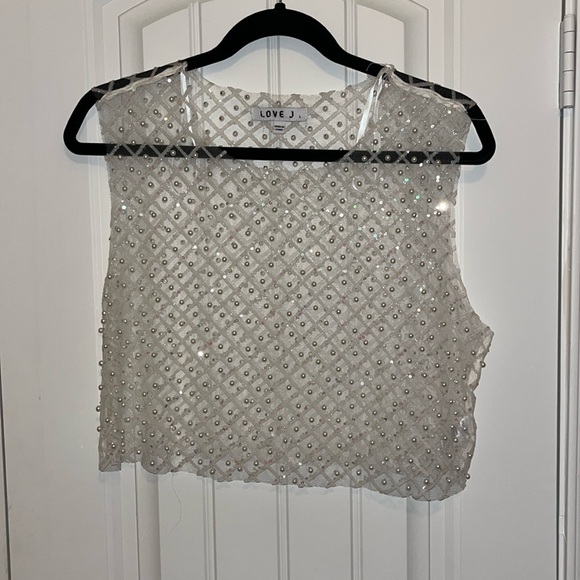 love J Tops - Sheer Pearl Crop Top
